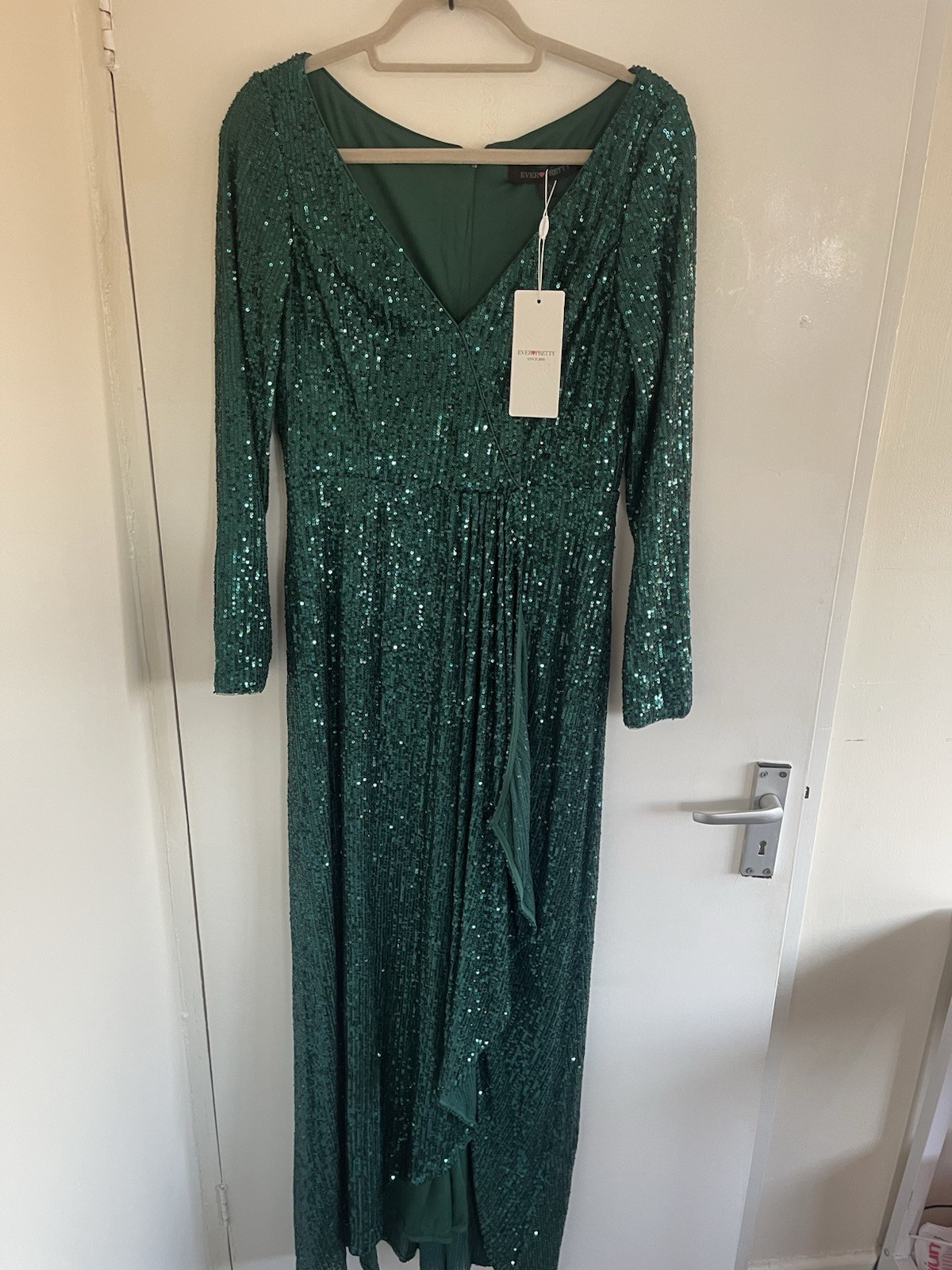 Ever Pretty Size XL Full Length Sequin Green Maxi Long Dress Ball Gown New Tags
