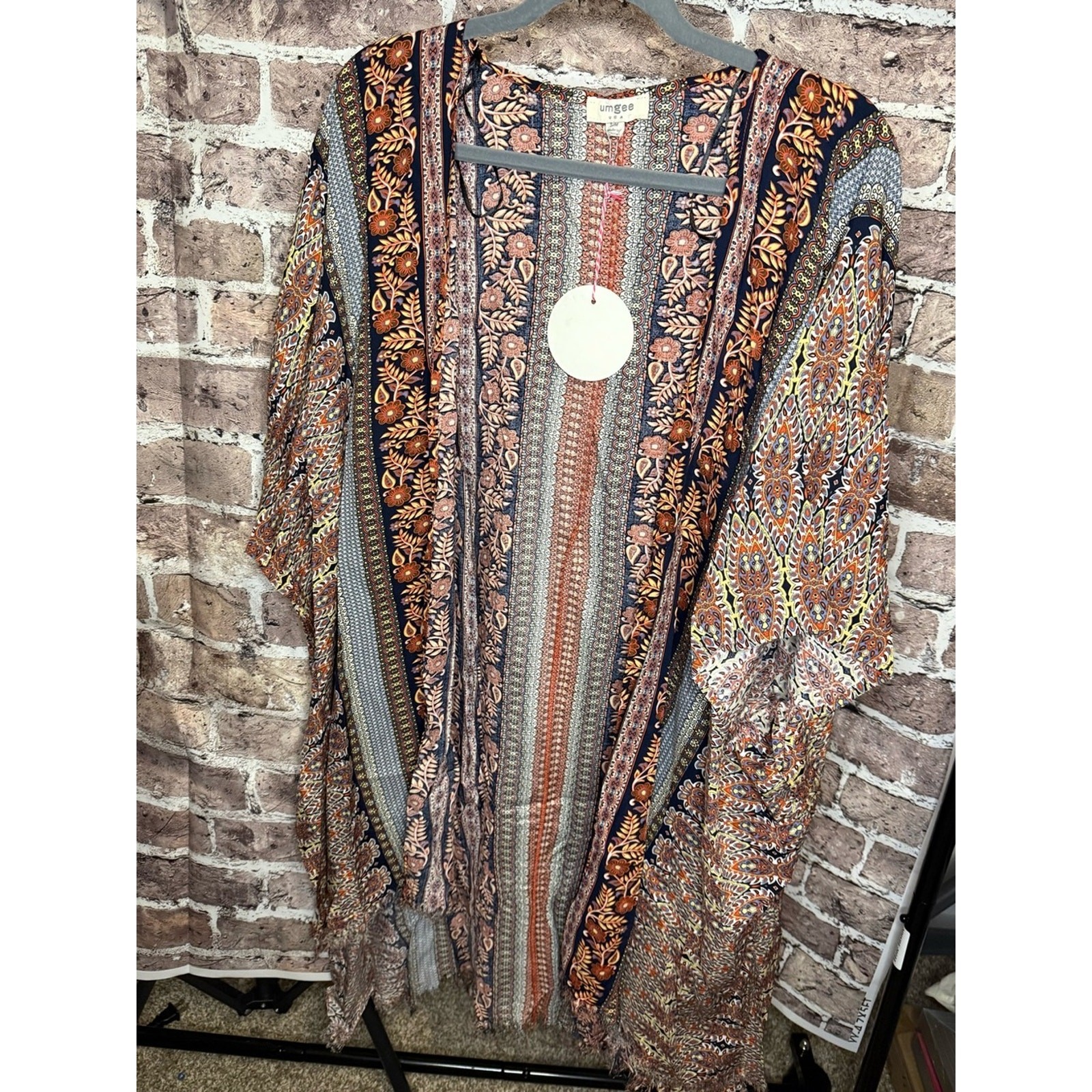 Umgee Navy Rust Boho Mix Print Kimono