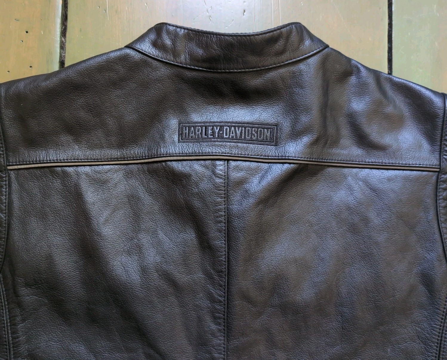 Harley Davidson 2XL Men’s FOSTER Black Leather Motorcycle Vest **READ