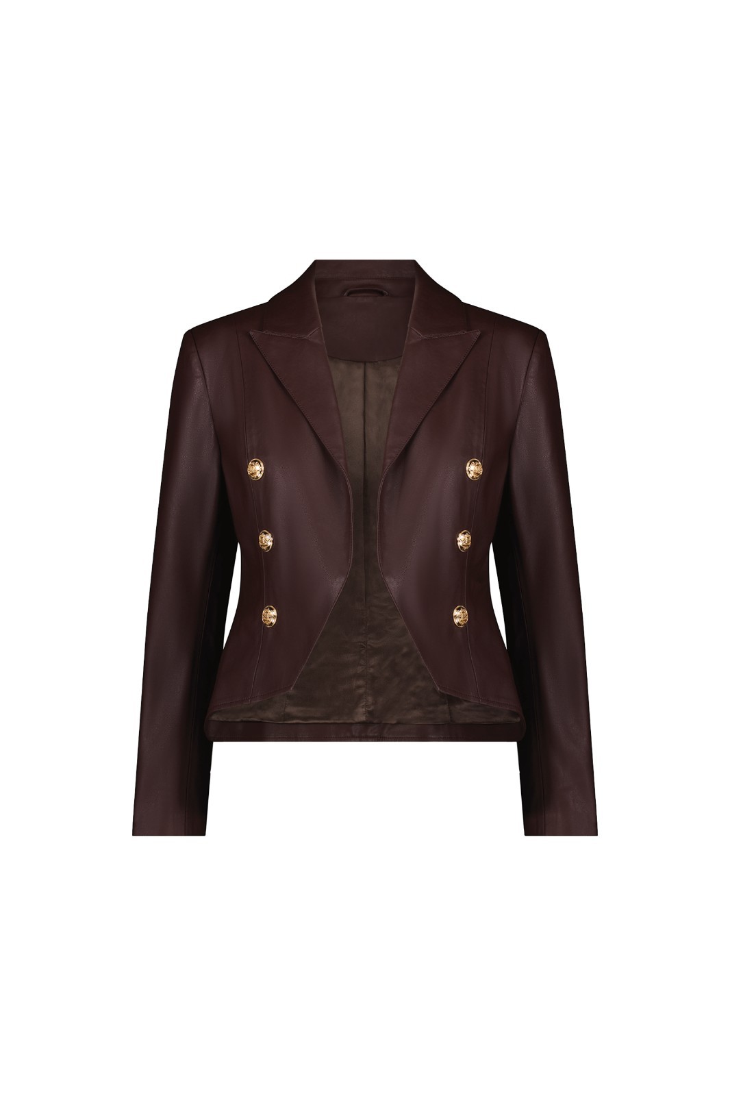 Gabrielle Leather Double Breasted Blazer Espresso THE NOLI SHOP