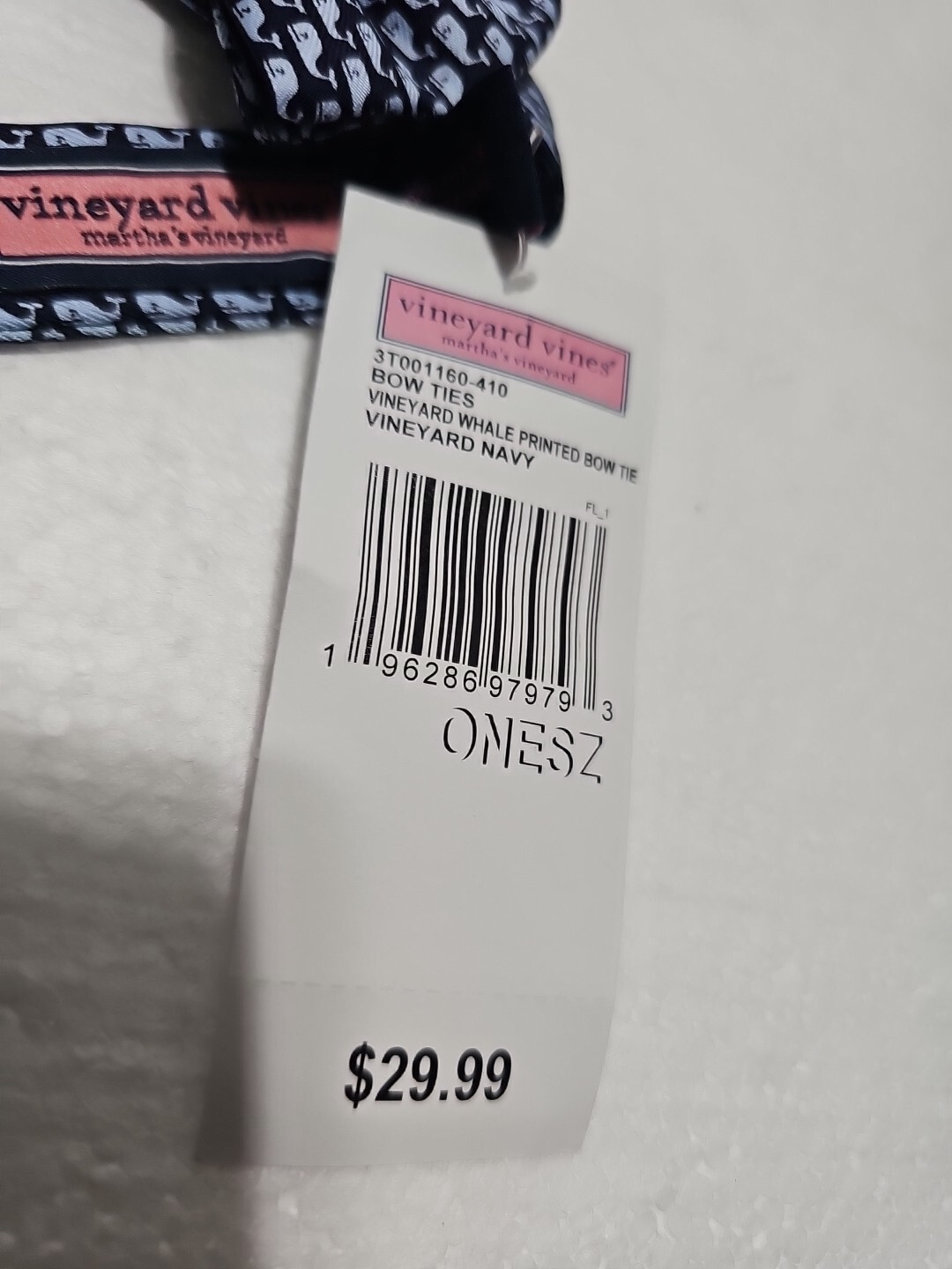 Vineyard Vines Silk Adjustable Bow Tie 13 3/4 14 Whale All Over