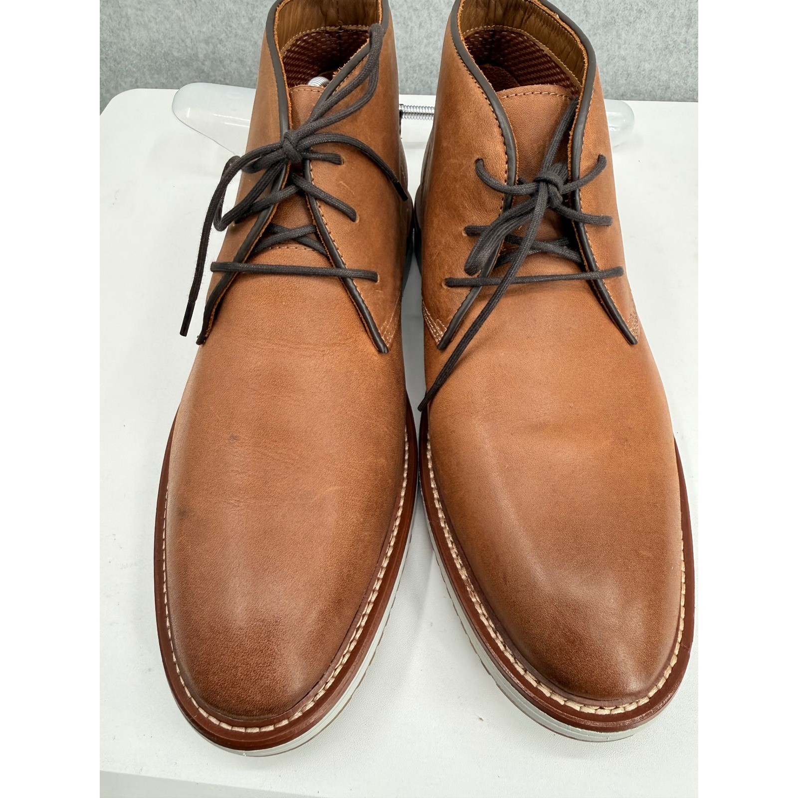 Johnston & Murphy Upton Chukka Mens 10.5M Tan Leather Boots TRUFOAM Lightweight