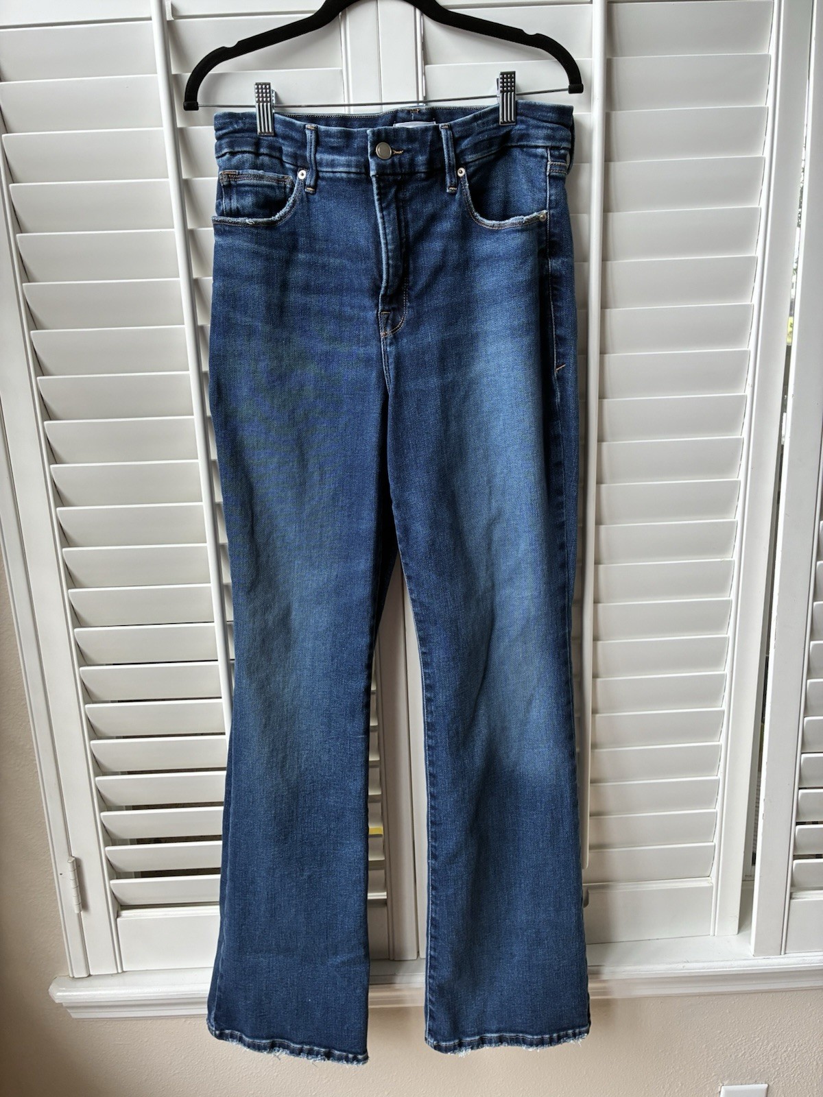 Good American Soft Tech Good Classic High-Rise Bootcut western Jeans Stretch 12
