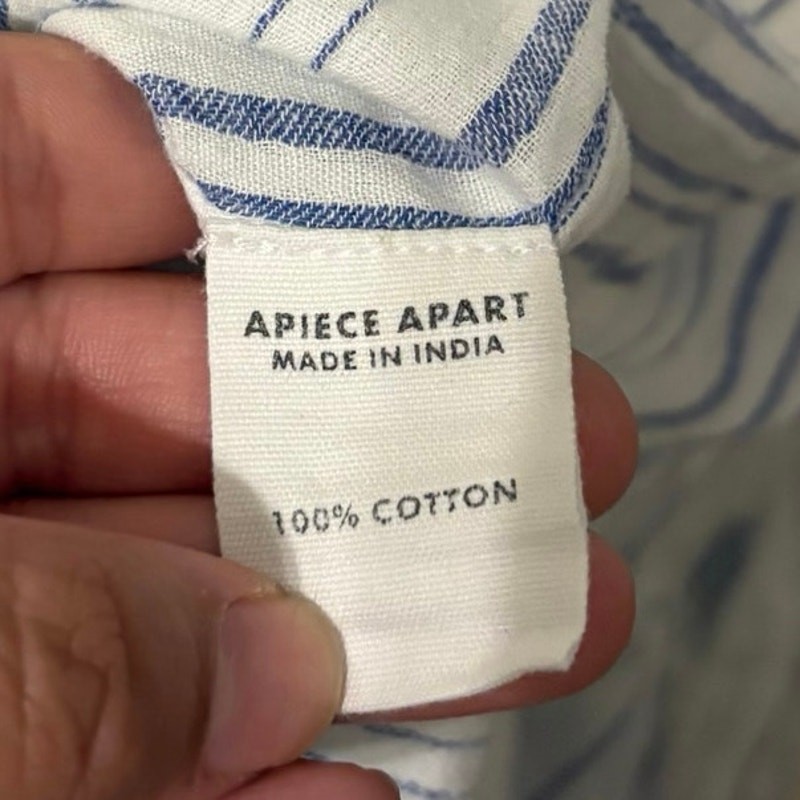 Apiece Apart 100% Cotton Blue White Striped Mini Dress Size XS