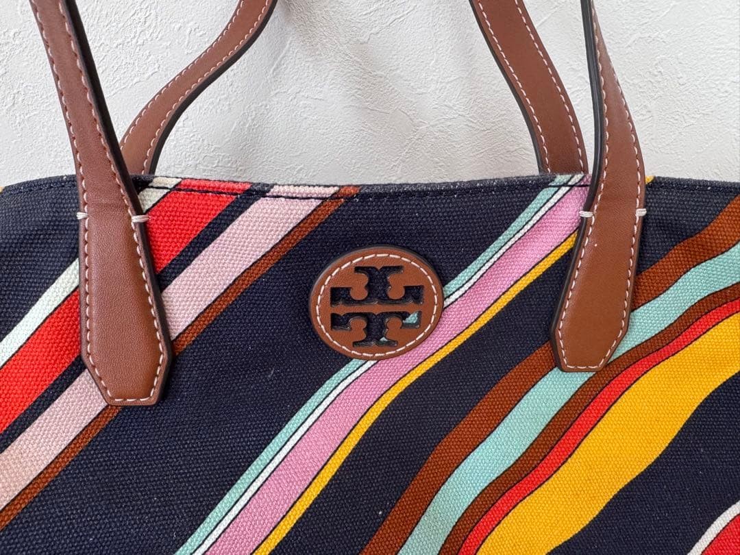 TORY BURCH Ella Tote Bag Multicolor Stripe