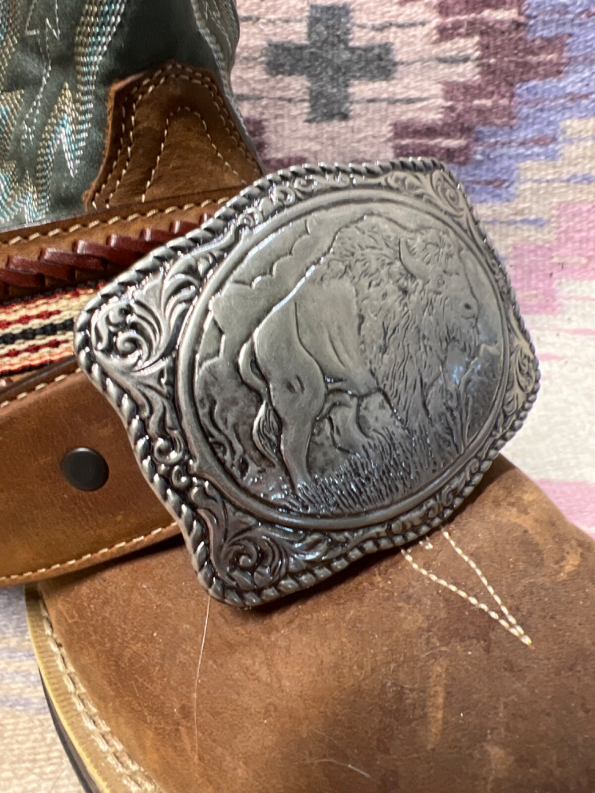 BUFFALO CONCHO WESTERN SILVER BELT ADJUSTABLE BUCKLE FATHER’S DAY Birthday Gift