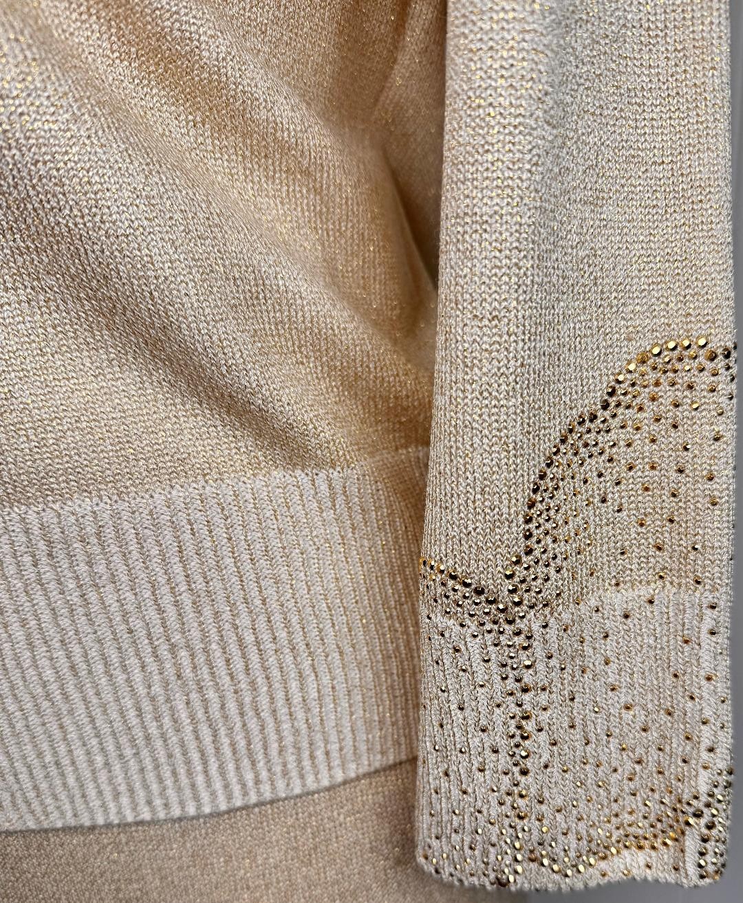GORGEOUS ST.JOHN 2 PIECE JACKET EXTRA LONG SKIRT GOLD KNIT PAILETTES NWT SIZE 10