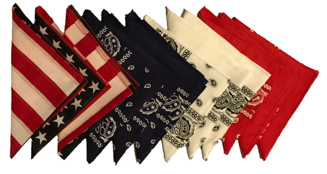 Styllion Paisley printed and solid color Bandanas – 1, 3, 6, 12 pieces