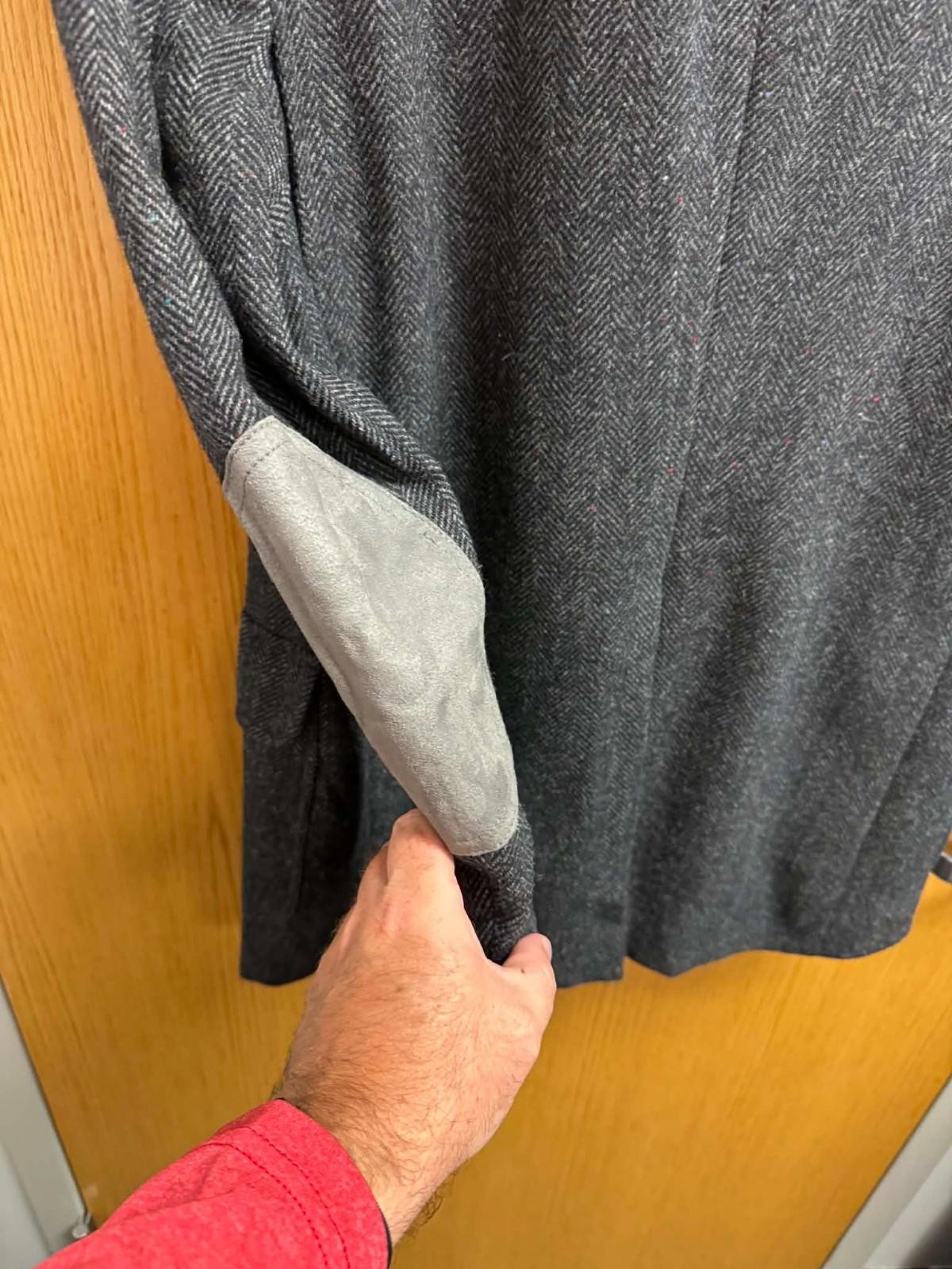 Vintage Pendleton Blazer Mens 40 Gray Wool Herringbone Elbow Patch Coat Jacket
