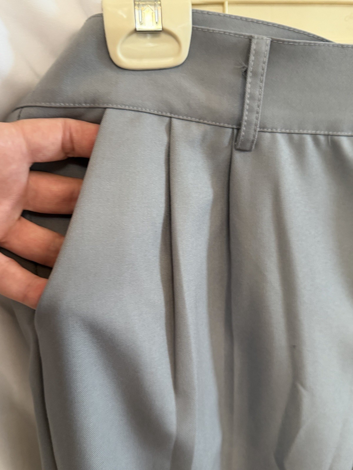 Men’s Generic Size L, Cotton Linen Lightweight Slacks, Grey, 36×32 Inseam