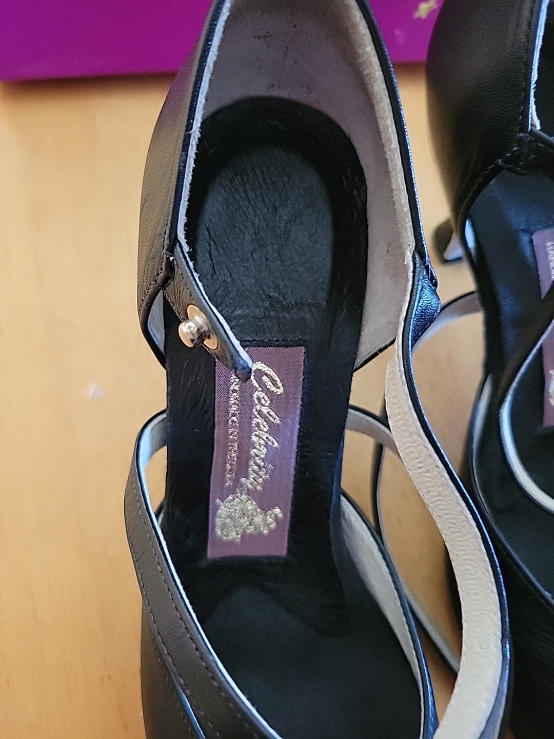 Celebrity Dance Shoes Natasha Black Glove Leather Size 7 2.5″heels With Box