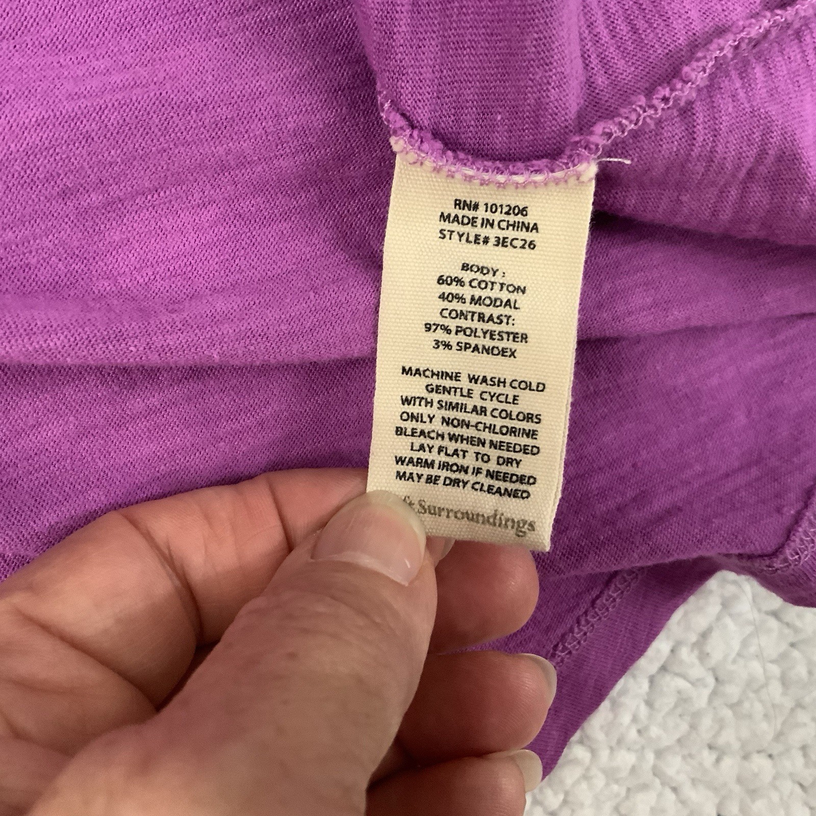 Soft Surroundings Cotton Blend Short Sleeve Tee Shirt Purple Summer Classic PXL