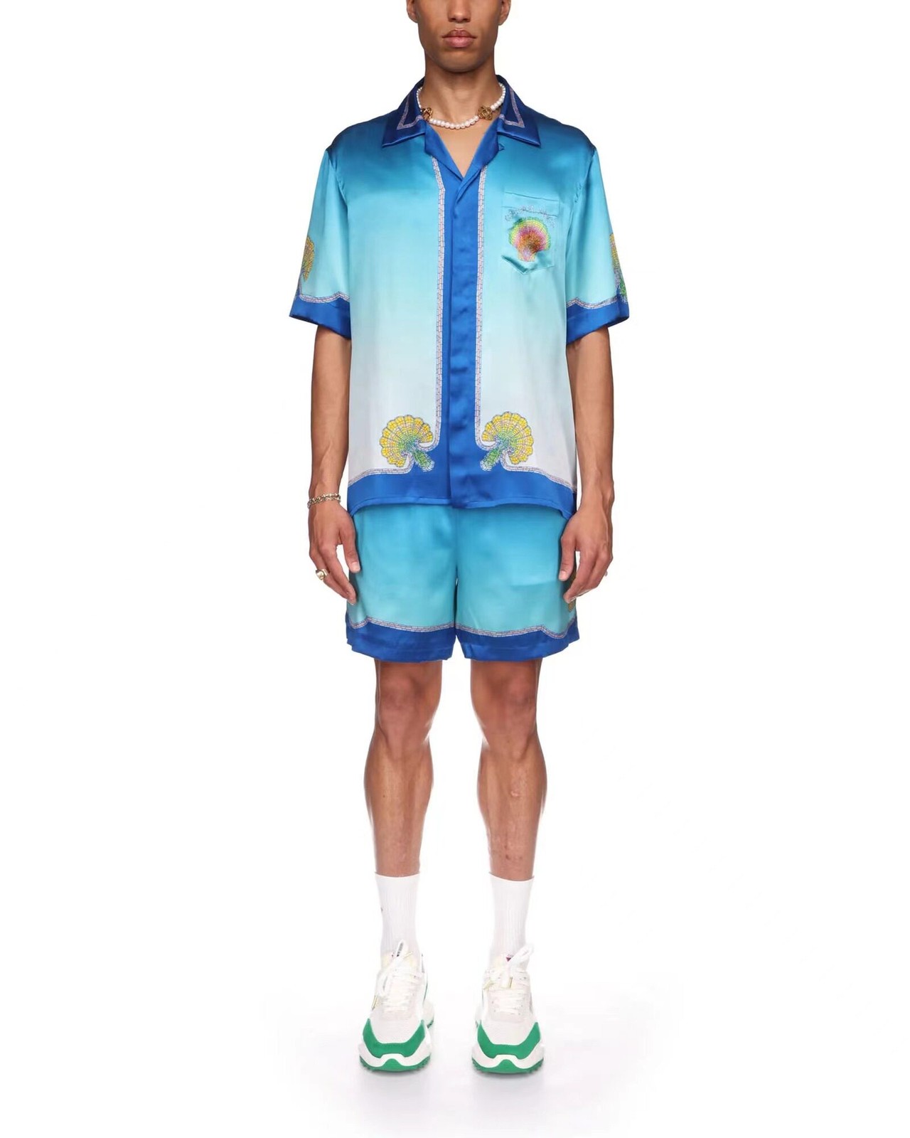 New CASABLANCA Summer Shell Print Lightweight Short Sleeve Premium Relaxed Shirt