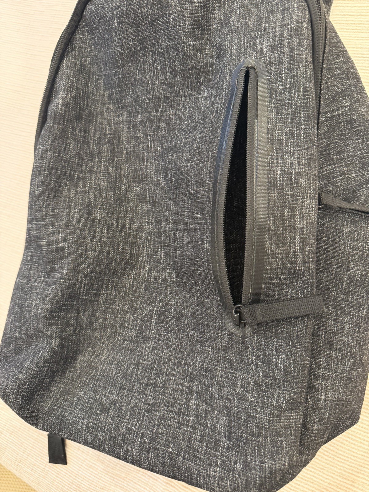 Everlane Modern Commuter Backpack Gray Denim Black Leather