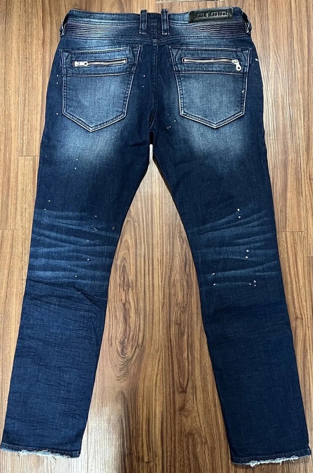 Rock Revival Moto Distressed Rip Zipper Vaclar Jeans RR Motorcycle Biker 32×31