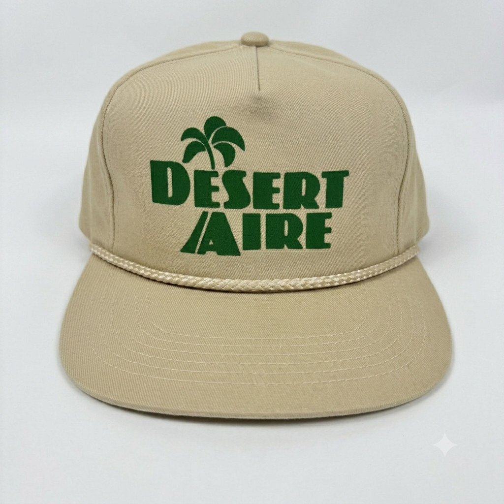 Vintage Desert Aire Green Tan Trucker Hat Cap Adjustable StrapBack (Cleaned)