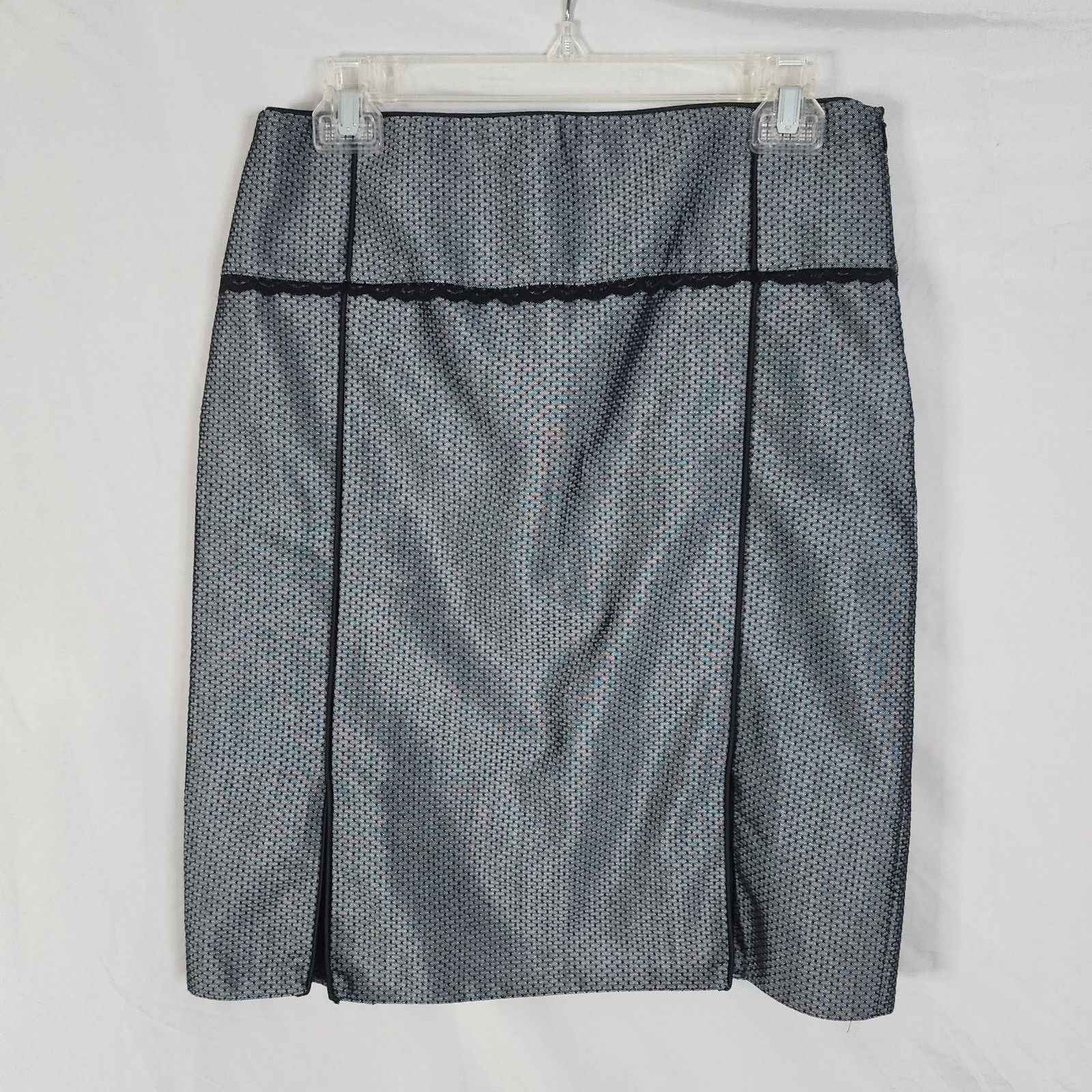 SECIL STORE Turkish Designer Size 6 Silver Gray Wool Pleated Panel Pencil Skirt