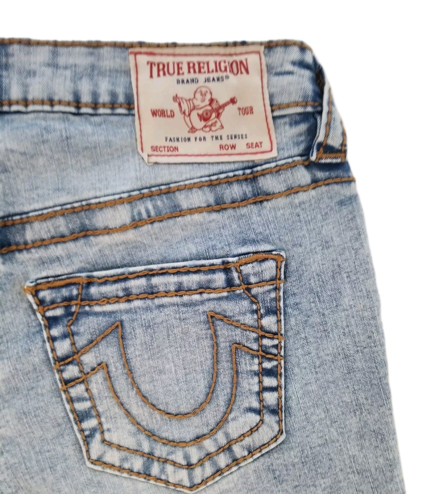 True Religion Jayde Light Wash Denim Mid Rise Classic Shorts Size 27 $159