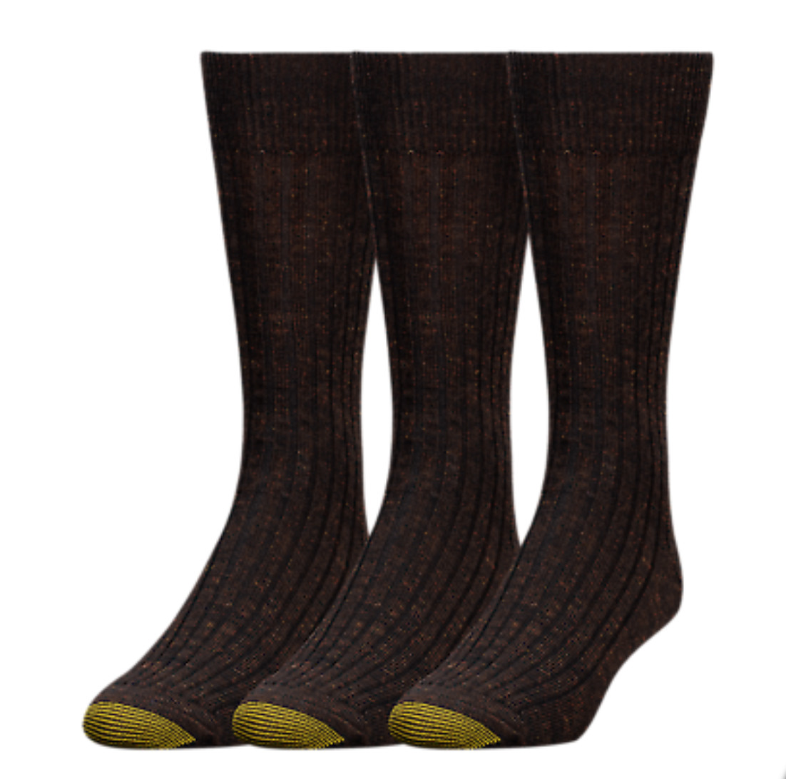 3-PAIR GOLD TOE MEN’S MERINO WOOL BLEND PERFECT FIT SOFT STRETCH CREW SOCKS NEW