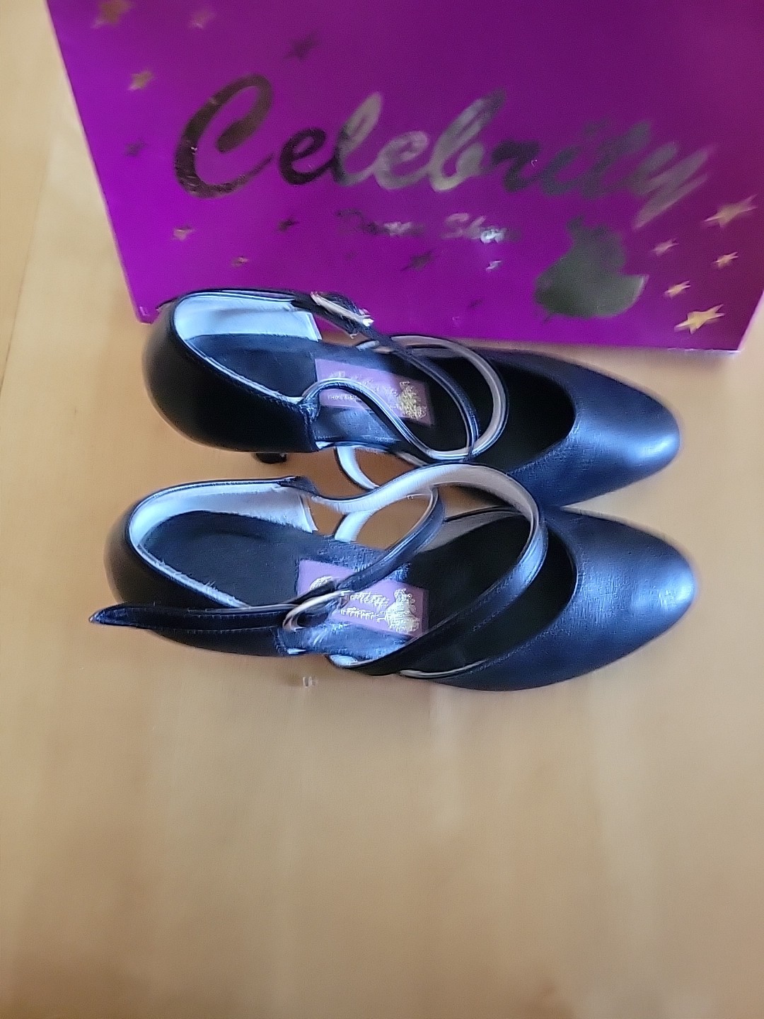 Celebrity Dance Shoes Natasha Black Glove Leather Size 7 2.5″heels With Box