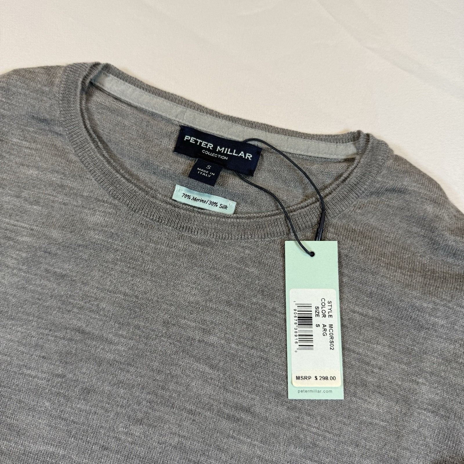 Peter Millar Merino Wool & Silk Crew Neck Sweater Size Small NWT $298