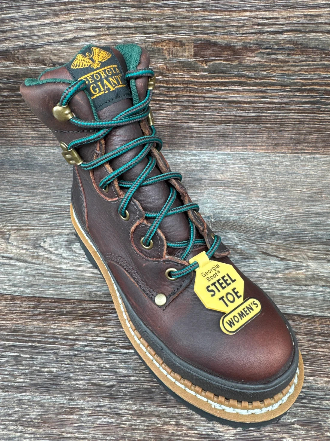 $160 Sz 6 1/2 Georgia Giant Steel Toe 6″ Boots Womens Full Grain Leather Comfort