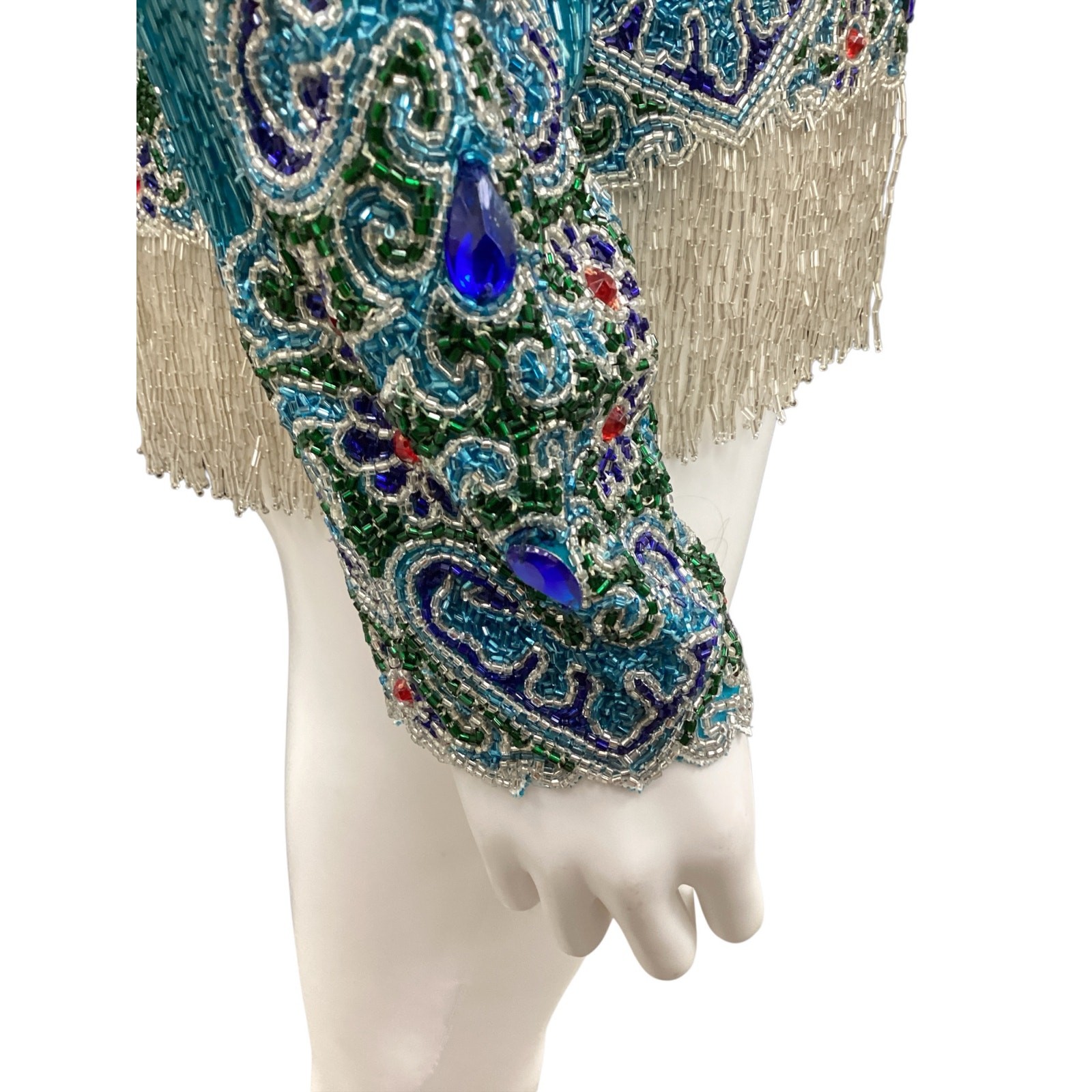 VTG Nadeem Khan For Saks Fifth Avenue Top Women’s SZ M Totally Beaded Turquoise