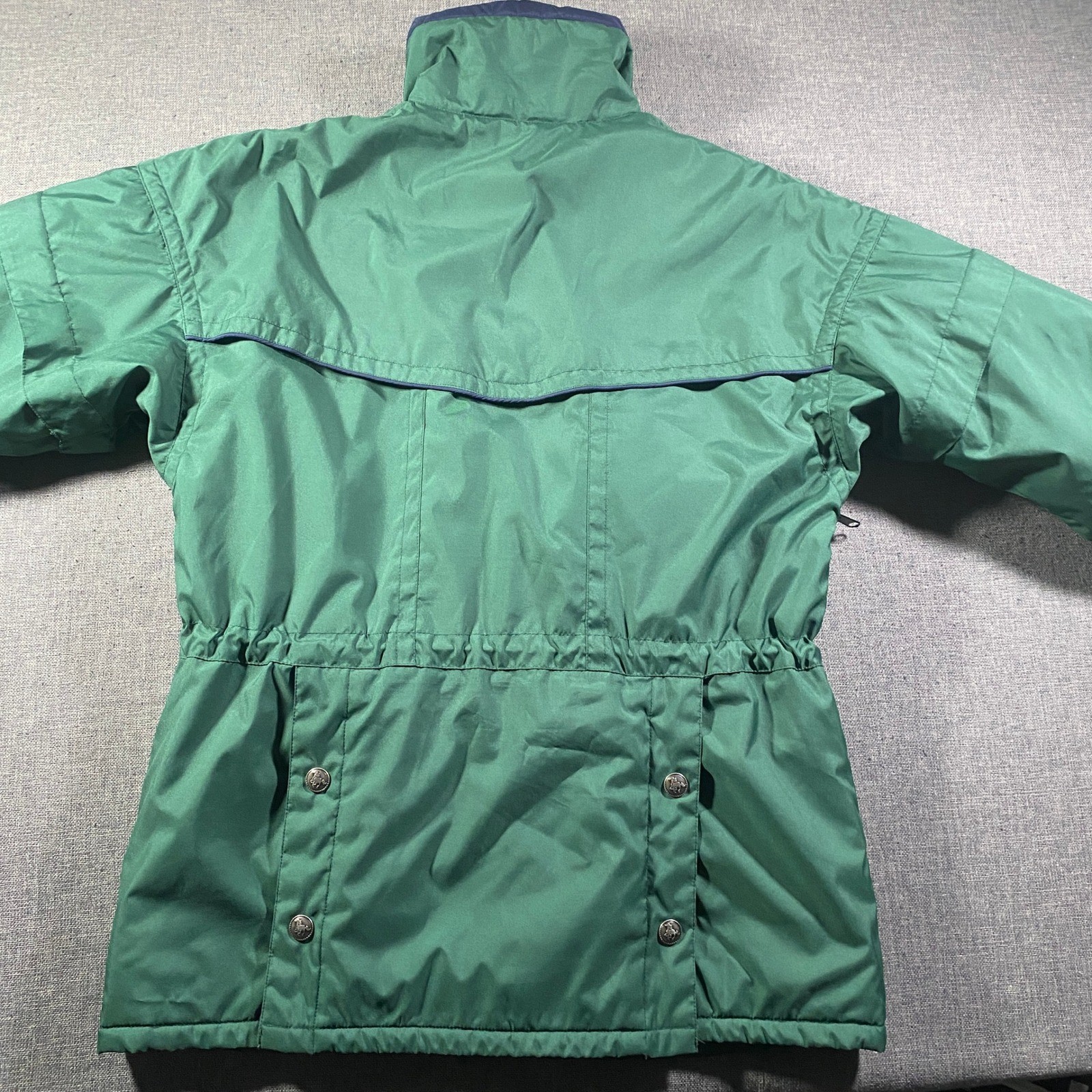 Vintage State Line Tack Mens Green Field Hunting Jacket Nylon Lined Drawstring