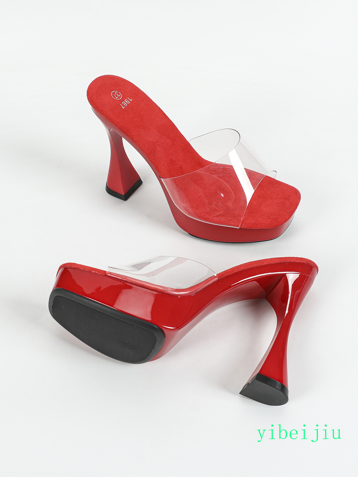 Women’s Dress Sandals Clear Transparent Mules Slide Platform PVC Evening Shoes