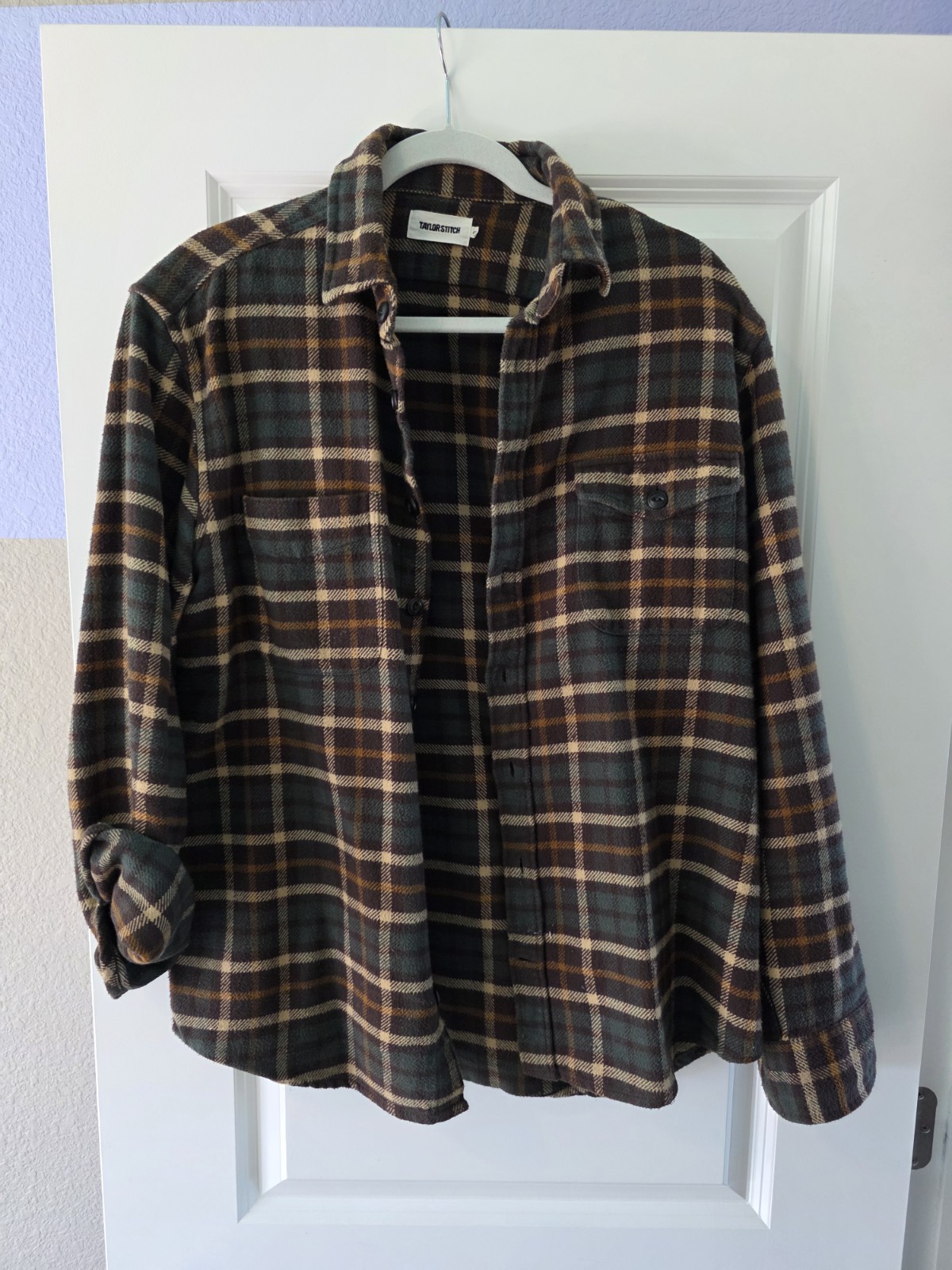 Taylor Stitch Crater Heavy Flannel Shirt Size 42 L Pockets Organic Cotton Cabin