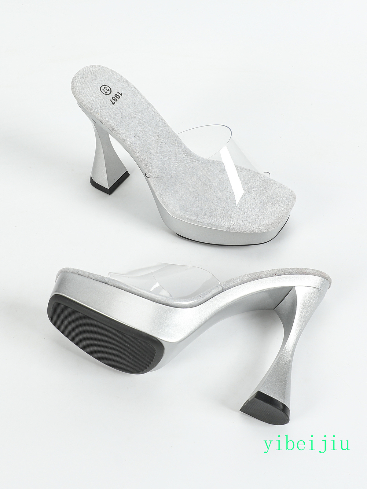 Women’s Dress Sandals Clear Transparent Mules Slide Platform PVC Evening Shoes