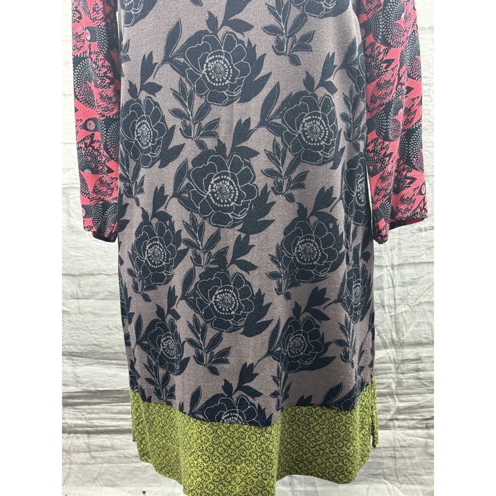 White Stuff Shift Dress Pink Blue Purple Size 10 Bird & Floral Print Cottagecore