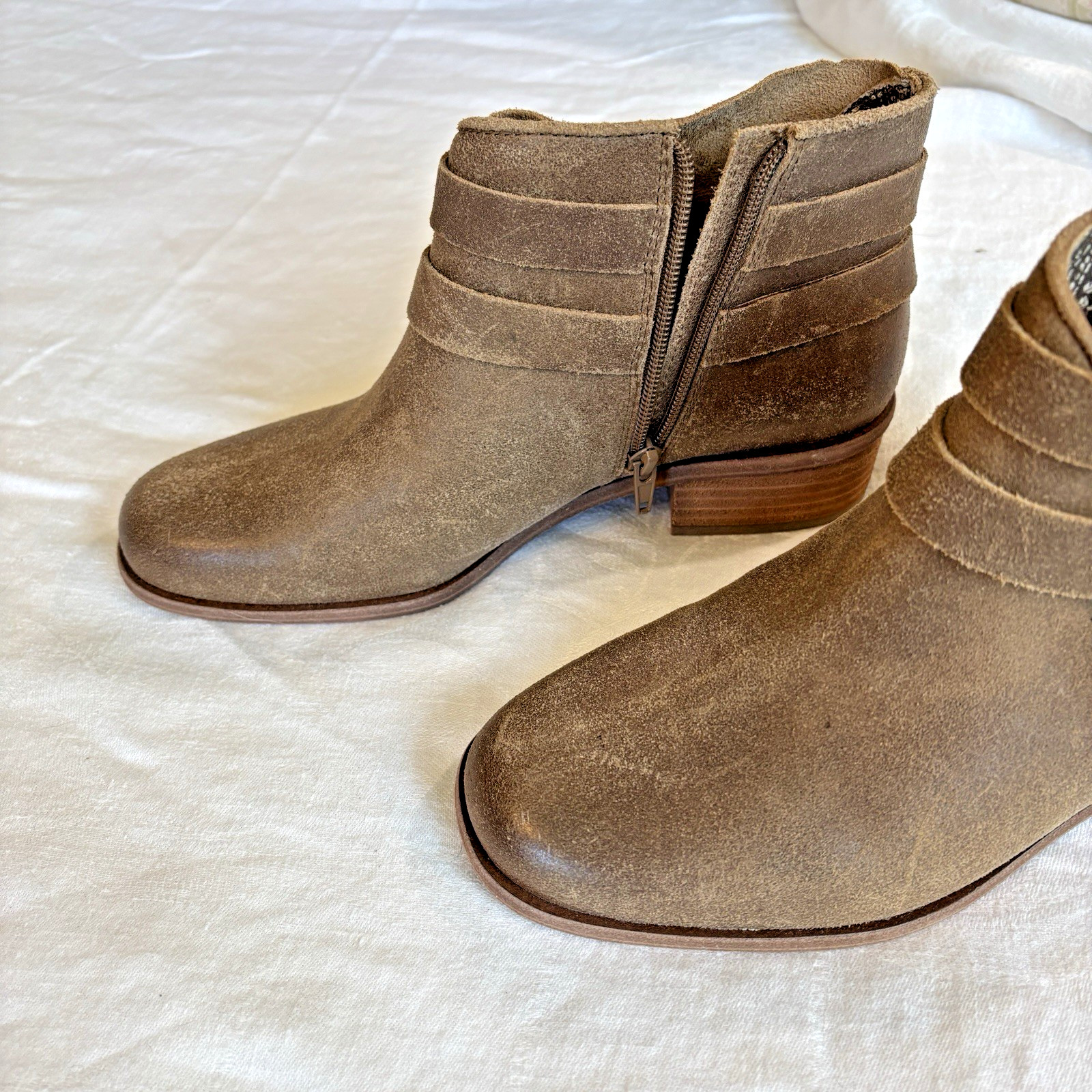 Lucky Brand Befind Booties Leather Tan Size 8 Ankle Boots