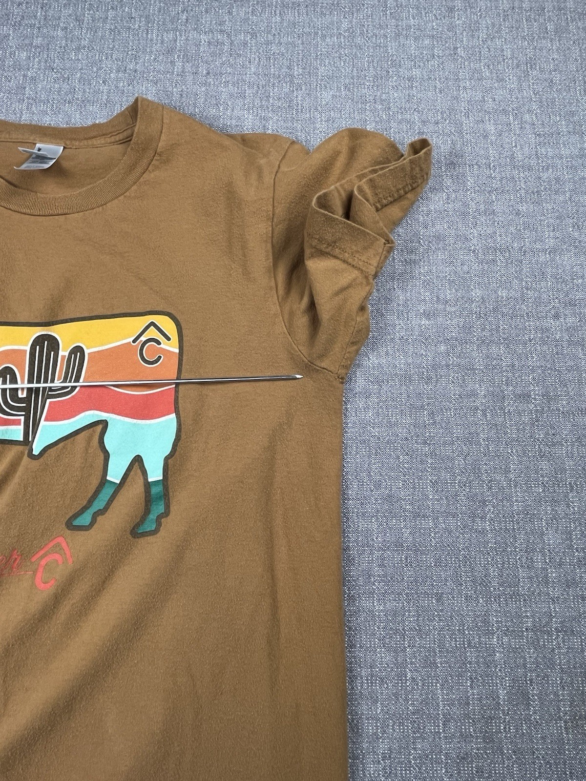 American Apparel Southwest Desert Print Khaki Crew Neck Short Sleeve Tee Small
