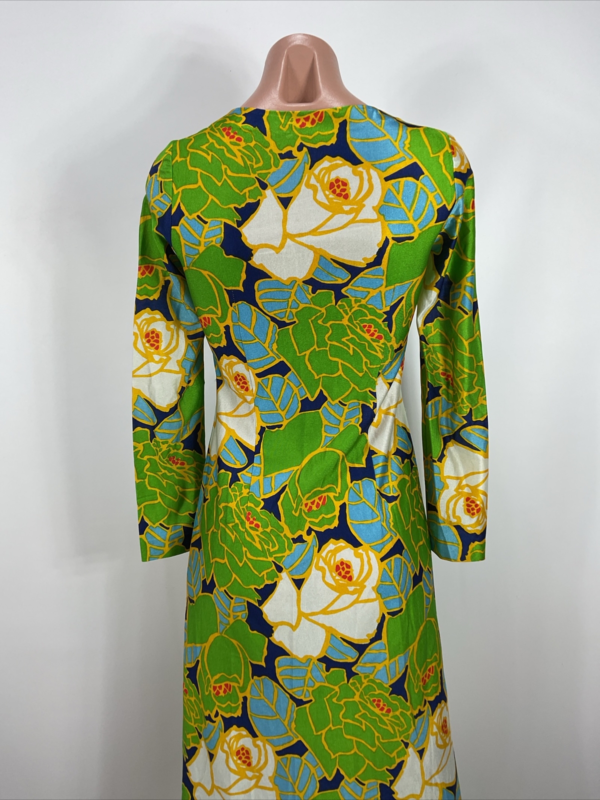Vintage 70s Kaftan PSYCHEDELIC Sheath Dress Hippie Festival Kaftan Neon Floral
