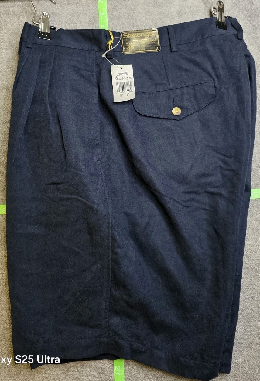 Slazenger Golf Shorts Men’s 36 Navy Blue Pleated New With Tags (DS)
