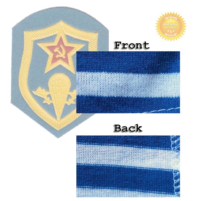 SkyBlue LongSleeve Ukrainian USSR Paratrooper Telnyashka Military Striped Cotton