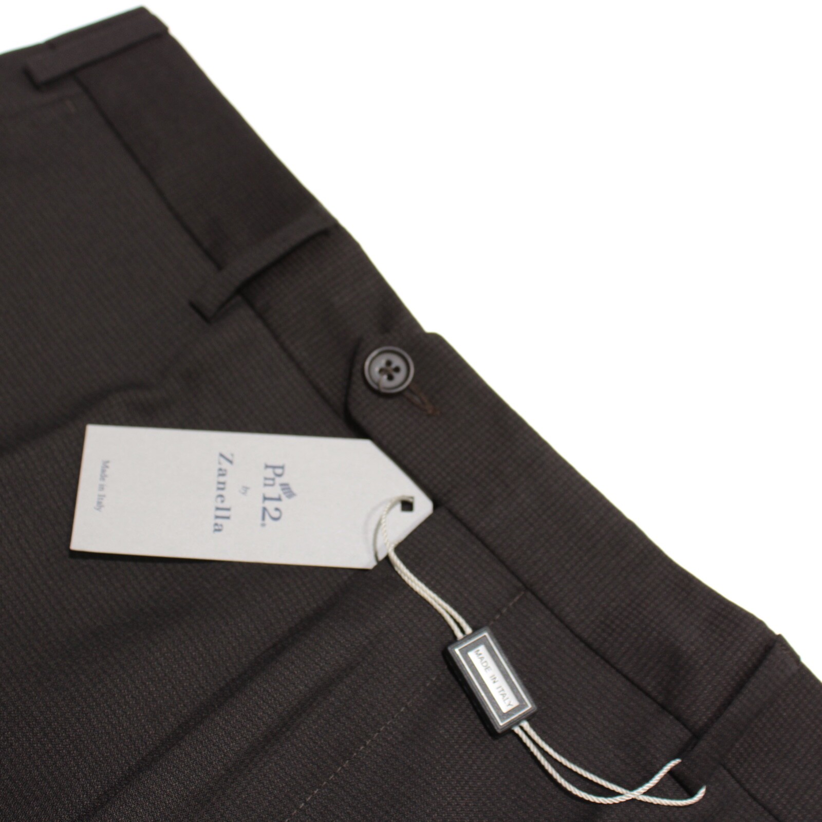 Zanella NWT Dress Pants Size 35 US Pn12 In Brown Small Pattern 100% Wool