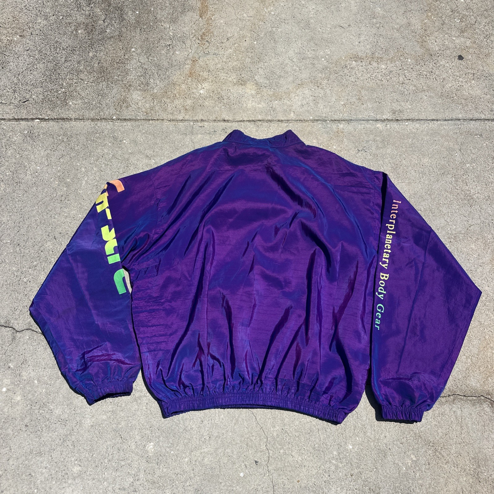 Surf Style Windbreaker Iridescent Purple 1/4 Zip Pullover 90s Vintage One Size