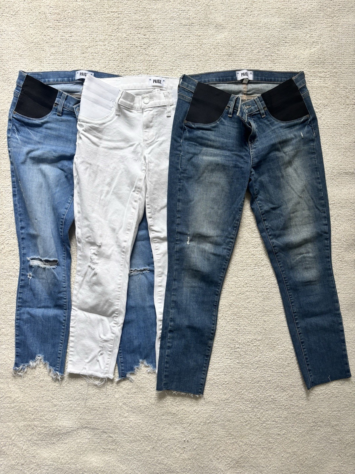 LOT 3 Pairs Designer Maternity Jeans Paige Denim Size 27 Skinny Leg Under Belly