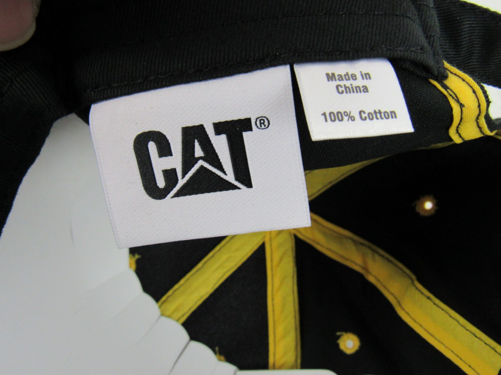 CAT Caterpillar Black with Embroidery Flames Baseball Hat Strapback
