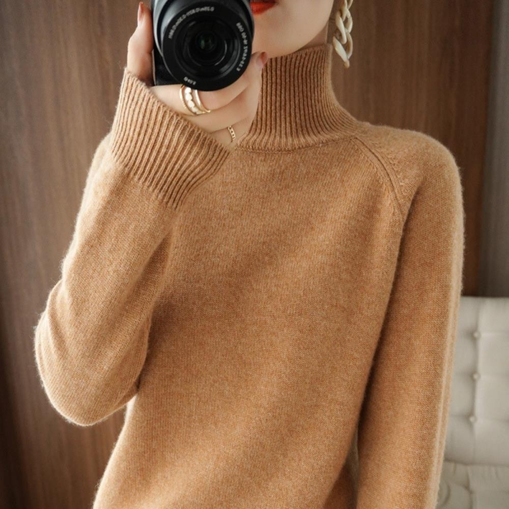 Turtleneck Cashmere Knitted Sweater Women Jumpers Long Sleeve Thick Pullover Top