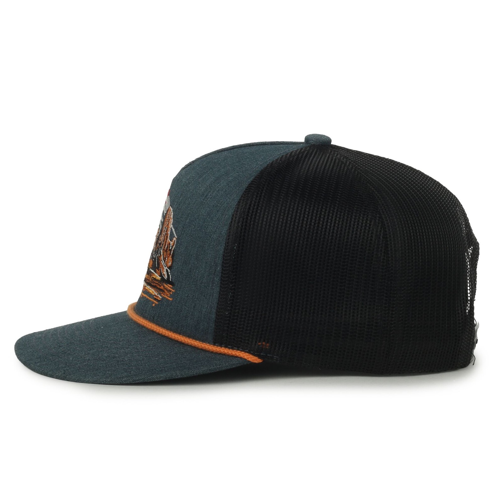 Outdoor Cap Western Desert Scene Trucker Hat in Navy Black Mesh Back, High Crown