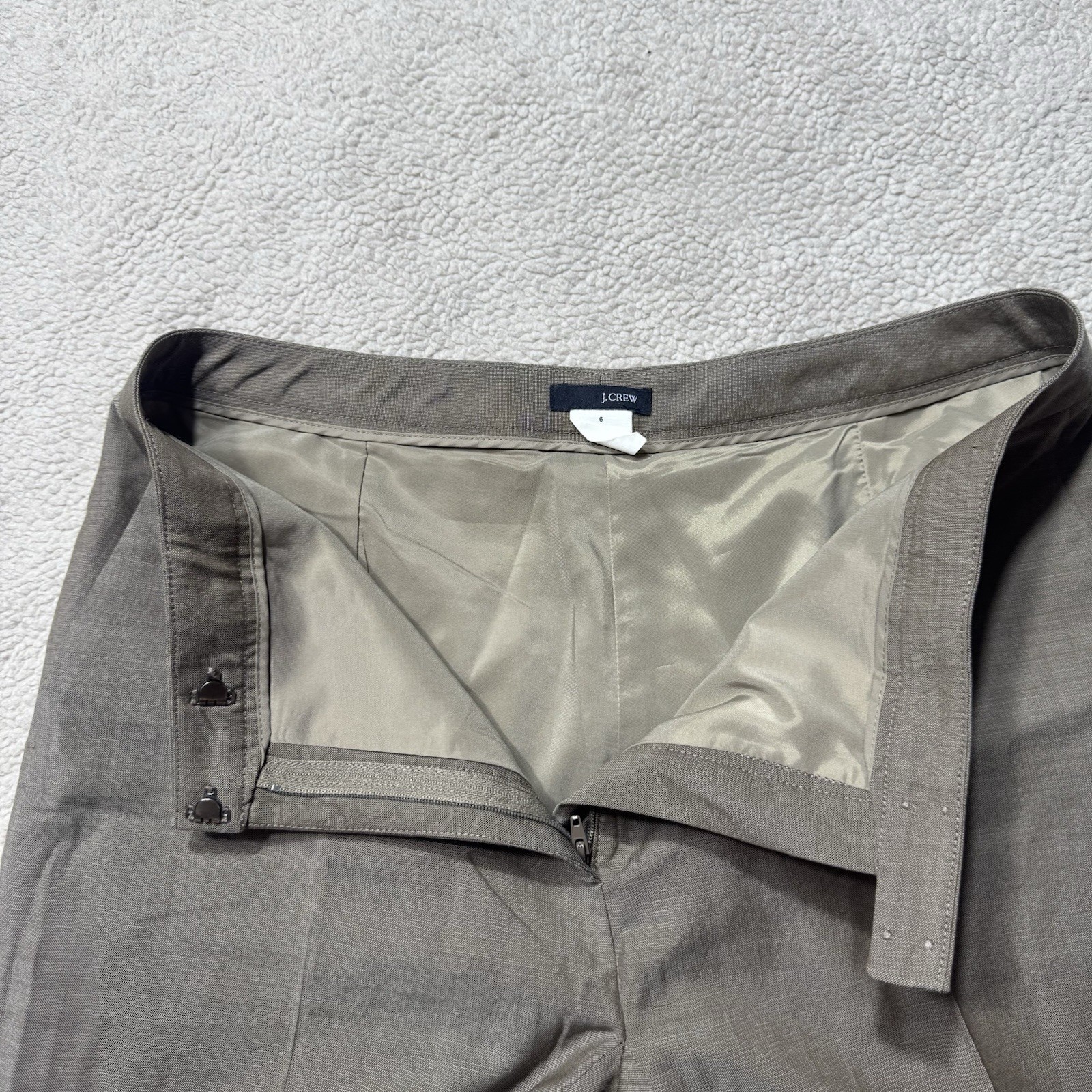 J Crew Pants Womens 6 Brown Dress Slacks Side Zip 100% Wool Mid Rise Lined 28×28