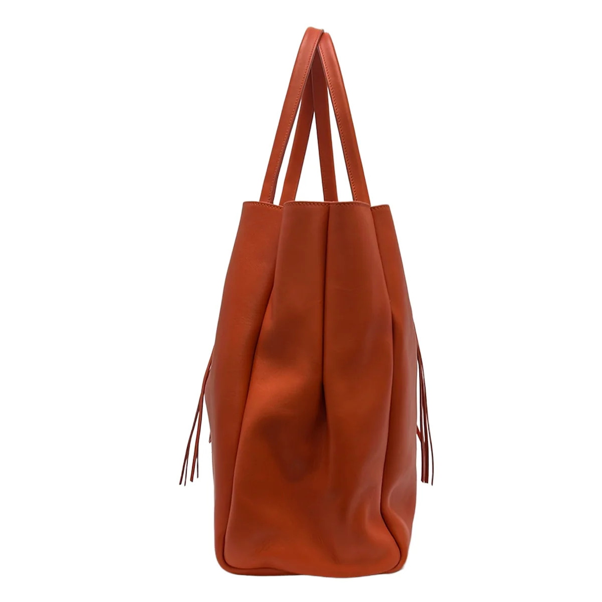LANVIN Orange Leather Tote Bag