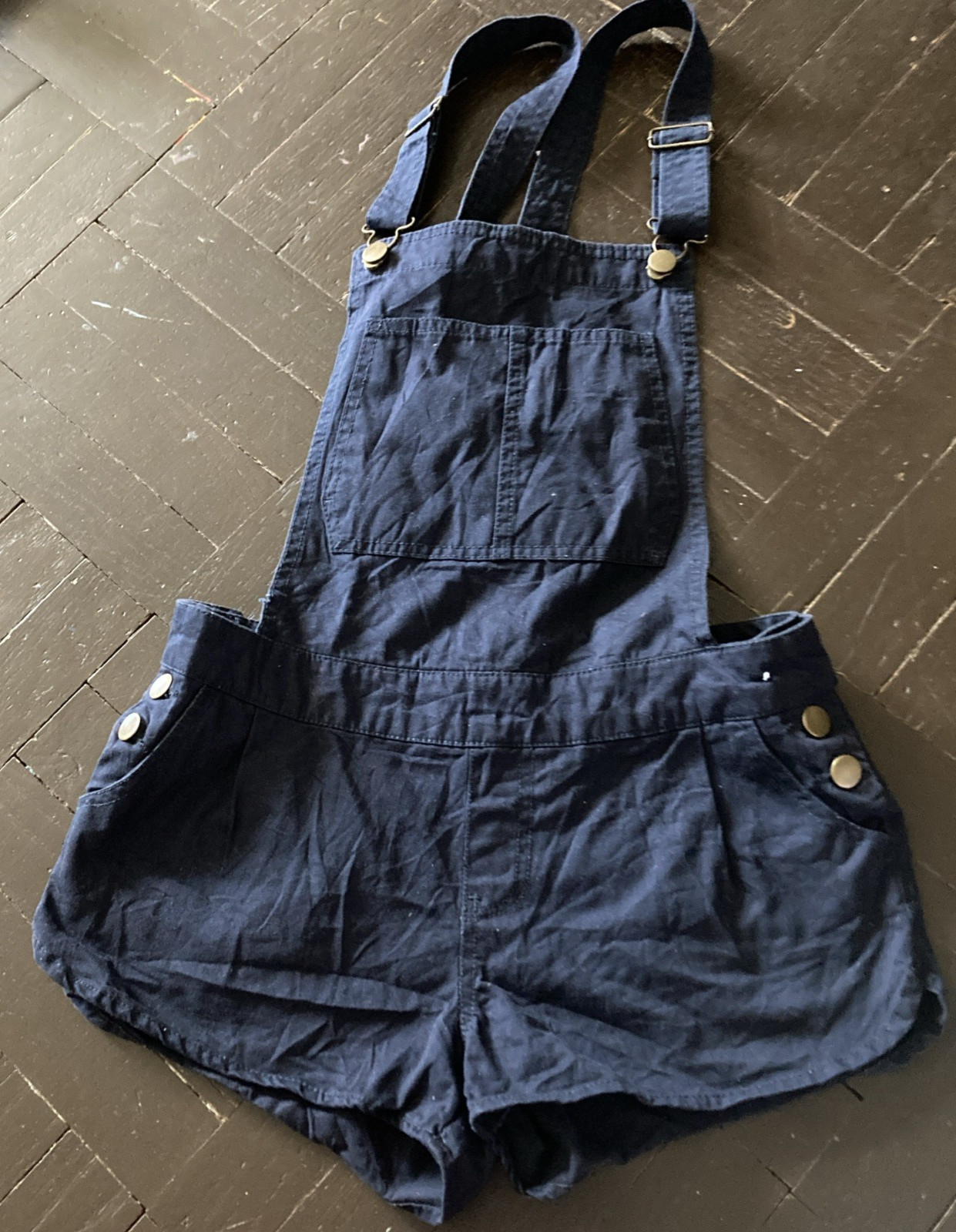 Denim Co Size UK 8/US 4 or 6 Black Shortalls Overalls Black Canvas w/Pockets