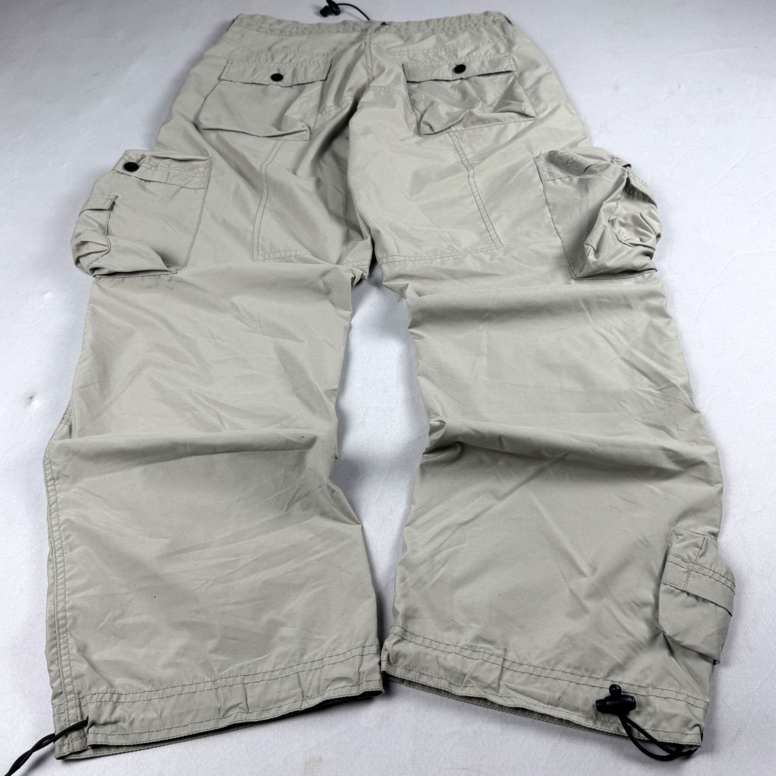 Mens Vintage Beige Cargo Convertible Zip Off Pants Utility Tactical Parachute