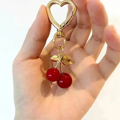 Trendy Red Cherry Pendant Keychain for Women Cute Bag Decorations Multifunctions