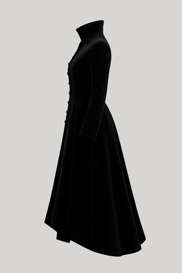 Women Black Aristocrat Velvet Gothic Victorian Steampunk Long Coat Punk Coat