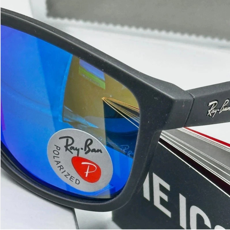 Ray-Ban Justin RB4165 622/55 Rubber Black Blue Mirror Polarized Sunglasses 54 mm